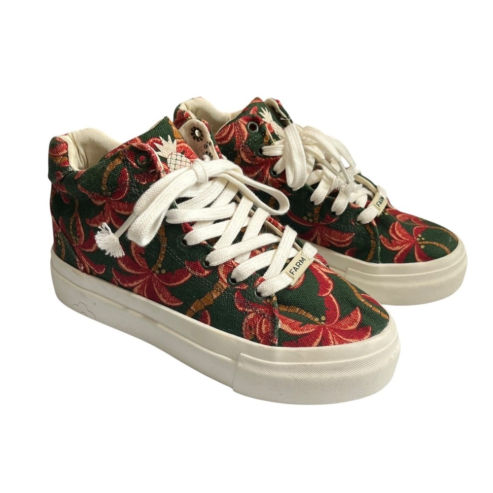 Farm Rio Coqueiro Sneakers Size 8 Tropical Maximalist Resort Floral High Top